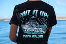 Kids "Bait it up" cotton shirt in white or black. Sizes 8 & 10 image 0