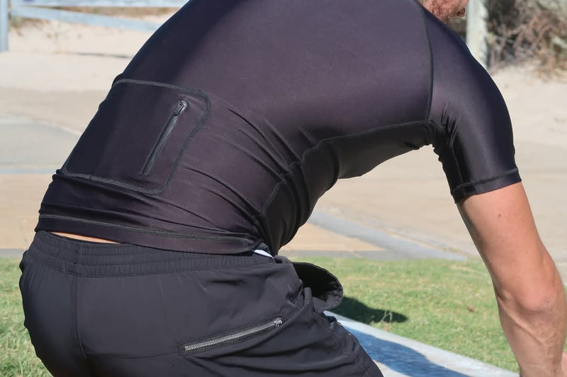 Black Men's StayN Afloat Rash vest with zip pocket size Medium  image 6