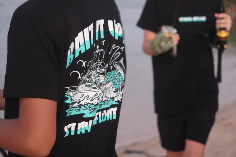 Kids "Bait it up" cotton shirt in white or black. Sizes 8 & 10 image 14