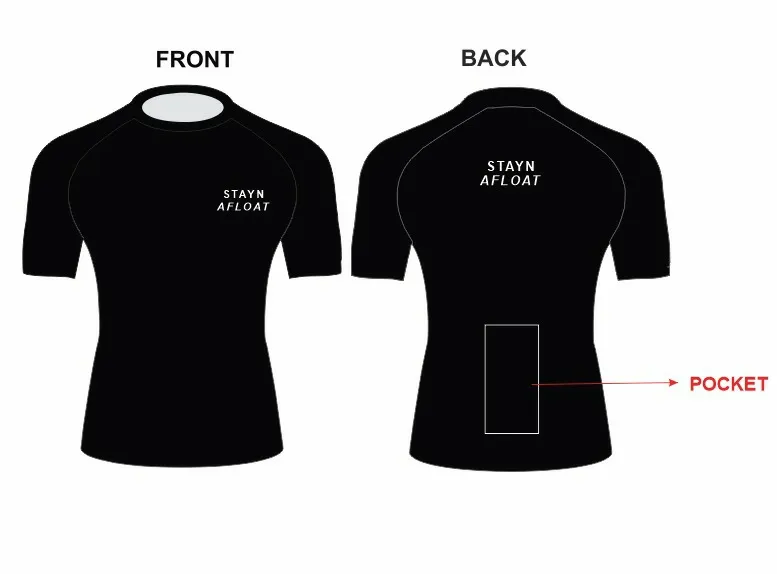 Black Men's StayN Afloat Rash vest with zip pocket size Medium  image 2