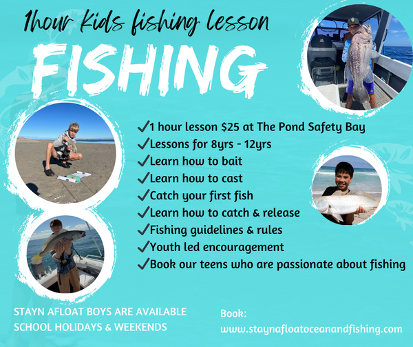 1hr Kids Fishing Lesson 8yrs - 12yrs - Rockingham ~ The Pond, Safety Bay. Bent Street Jetty