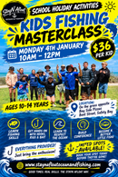 Kids Fishing Masterclass Monday 4th January 10am - 12pm ages 10yrs - 14yrs. Opposite Bayside Pizza - Bent St. Saftey Bay