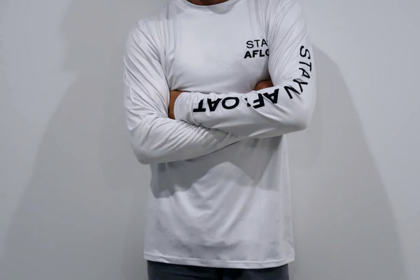 StayN Afloat white men's game fishing shirt. 4 LEFT!